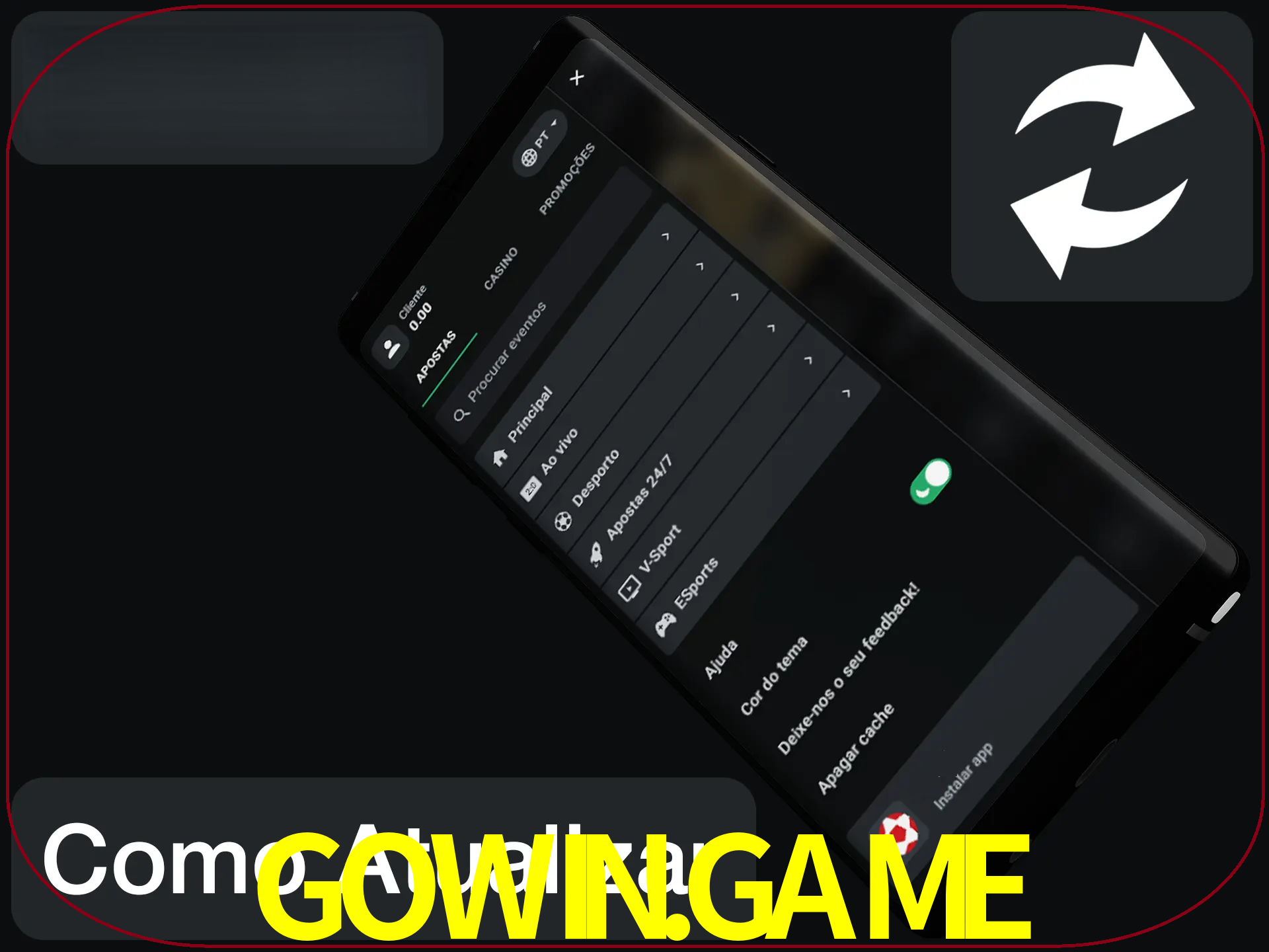 O aplicativo é atualizado automaticamente quando você faz o login.